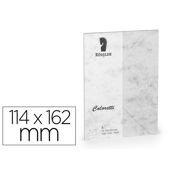 Sobre Rossler Coloretti C6 Ministro Color Marmol Gris 114X162 Mm Pack De 5 Unidades