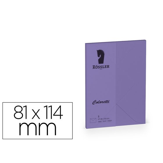 Sobre Rossler Coloretti C7 Color Lila 81X114 Mm Pack De 5 Unidades