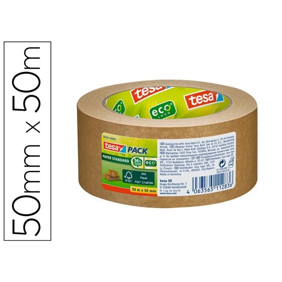 Cinta Adhesiva Tesa Eco Papel Color Kraft 50 Mt X 50 Mm Para Embalaje