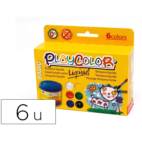 Tempera Liquida Playcolor Liquid Basic 40 Ml Caja De 6 Unidades Colores Surtidos