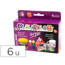 Pintura Acrilica Playcolor Acrylic Basic 40 Ml Caja De 6 Unidades Colores Surtidos