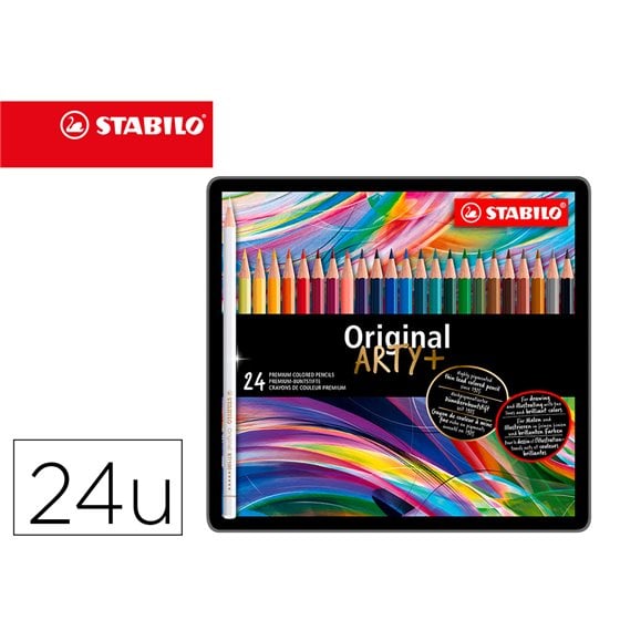 Lapices De Colores Stabilo Acuarelables Original Arty Estuche Metalico De 24 Colores Surtidos