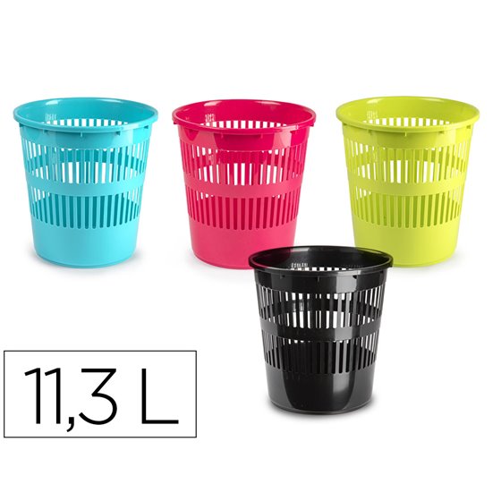 Papelera Plastico Plastiforte Colores Surtidos 11,3 Litros 275X275X280 Mm