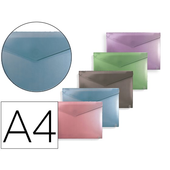 Carpeta Carchivo Dossier Broche Polipropileno 200 Mc Cierre Velcro Color Metalizado Pack De 10