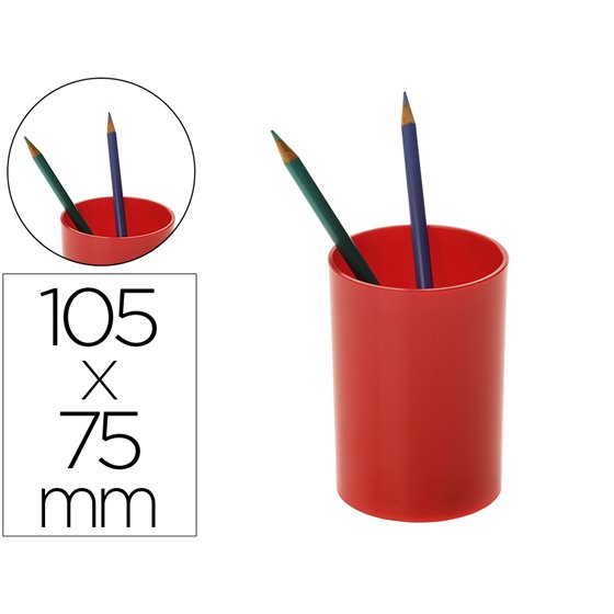 Cubilete Portalapices Archivo 2000 Rojo Opaco Plastico 100% Reciclado Diametro 75 Mm Alto 105 Mm