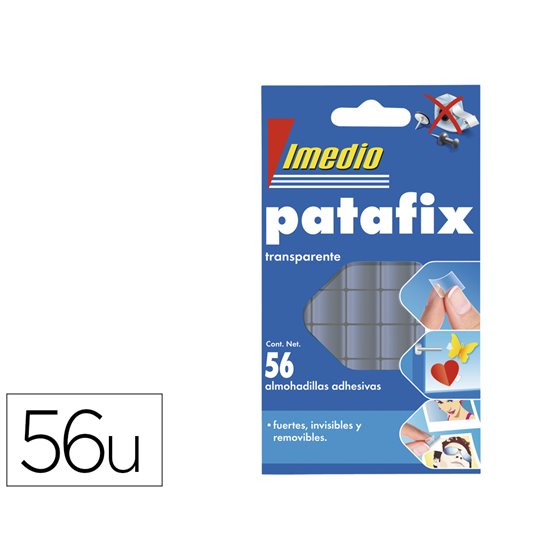 Sujetacosa Imedio Patafix Almohadilla Adhesiva Transparente Removible Blister De 56 Unidades