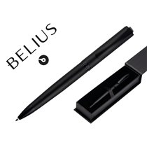 Boligrafo Belius Turbo Aluminio Color Negro Tinta Azul Caja De Diseño