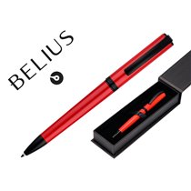 Boligrafo Belius Turbo Aluminio Color Rojo Y Negro Tinta Azul Caja De Diseño