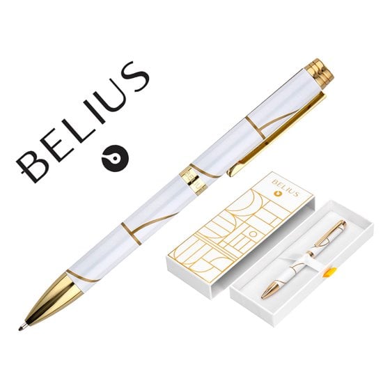 Boligrafo Belius Carte Blanche Color Y Blanco Dorado Tinta Azul Caja De Diseño