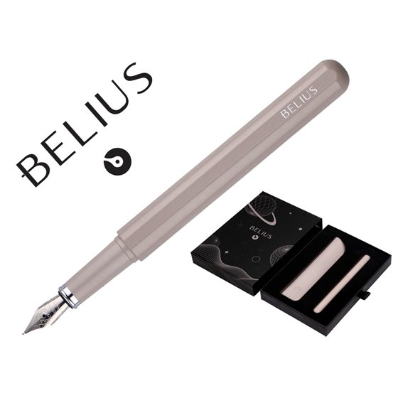 Pluma Y Funda De Similpiel Belius Space B Color Minimalista Gris Tinta Azul Caja De Diseño