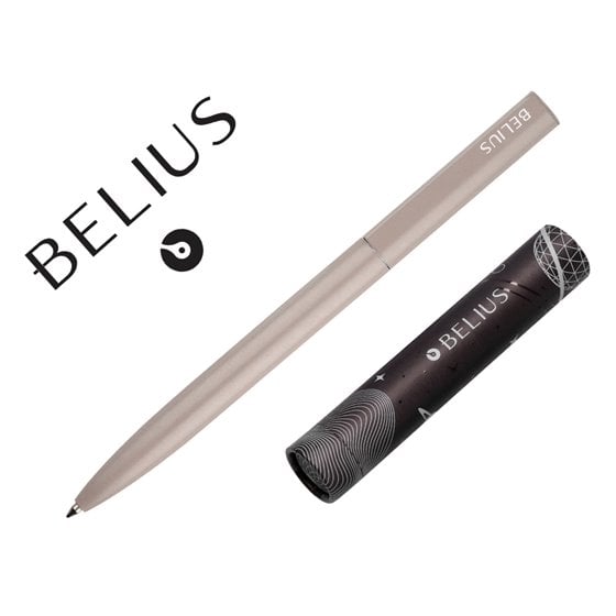 Boligrafo Belius Rocket B Aluminio Color Minimalista Gris Tinta Azul Caja Cilindrica