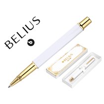 Boligrafo Belius Macaron Bliss Forma Hexagonal Color Blanco Y Dorado Tinta Azul Caja De Diseño