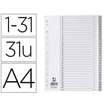 Separador Numerico Q-Connect Plastico 1-31 Juego De 31 Separadores Din A4 Multitaladro