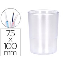 Cubilete Portalapices Q-Connect Transparente Plastico Diametro 75 Mm Alto 100 Mm