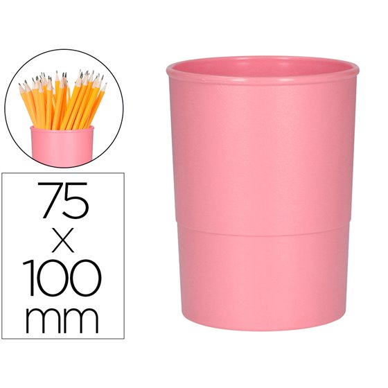 Cubilete Portalapices Q-Connect Rosa Pastel Opaco Plastico Diametro 75 Mm Alto 100 Mm