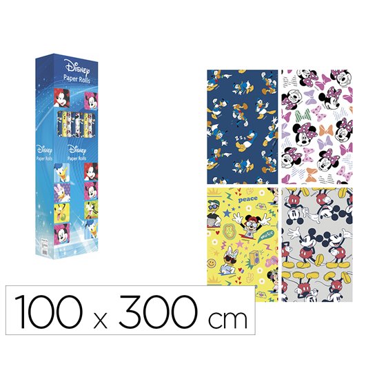 Papel De Regalo Basika Disney Rollo Ancho 100 Cm Longitud 3 M Diseños Surtidos Gramaje 50 Gr