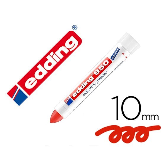 Marcador Edding Permanente 950 Pasta Opaca Rojo Punta Redonda 10 Mm Para Superficies Oxidadas/Rugosas