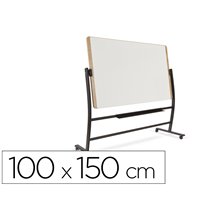 Pizarra Blanca Rocada Lacada Magnetica Marco Aluminio Doblecara Volteable Curve Con Ruedas 100X150 Cm