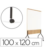 Pizarra Blanca Rocada Doble Cara Lacada Magnetica Tablero Melamina Roble Base Con 4 Ruedas 92X125 Cm