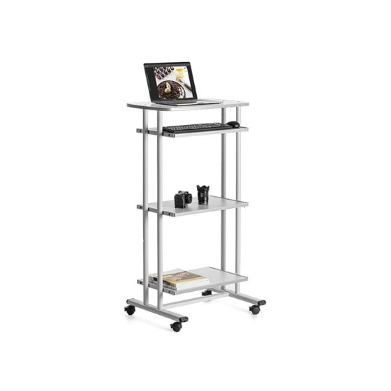 Mesa Ordenador Rocada Rd-5220 Estructura Metalica Bandejas Regulables En Altura Con Teclado Extraible