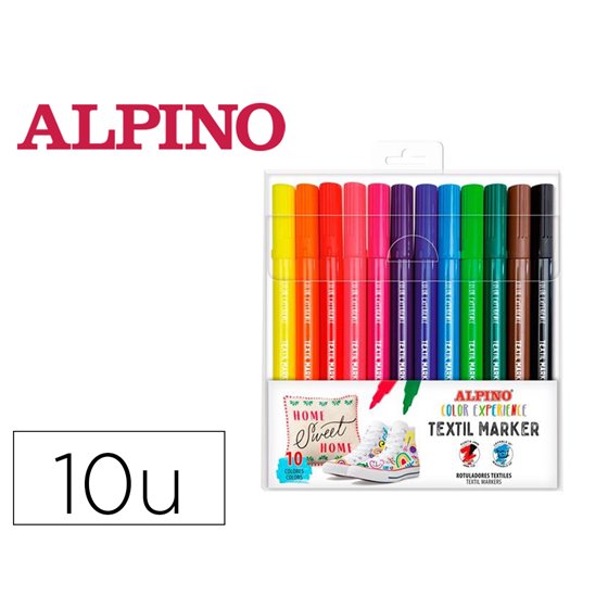 Rotulador Alpino Textil Marker Color Experience Estuche De 10 Unidades Colores Surtidos