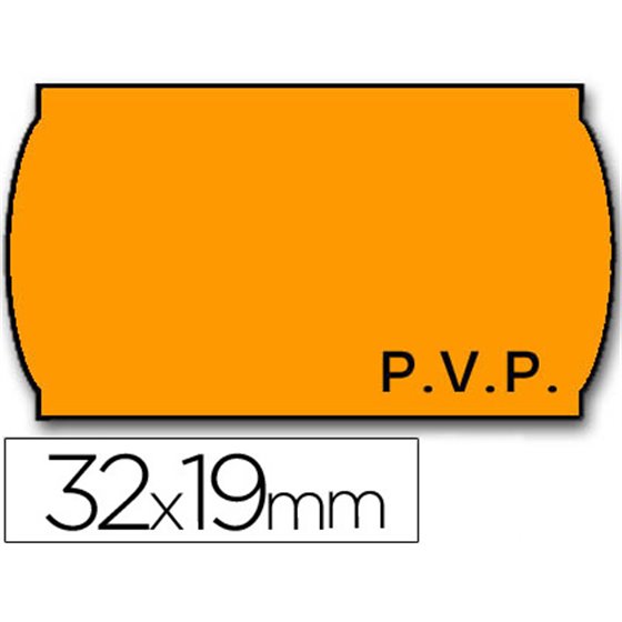 Etiquetas Meto Onduladas 32X19 Mm Pvp Adh.2 Fluor Naranja Rollo 1000 Etiquetas