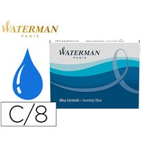 Tinta Estilografica Waterman Serenity Blue Caja De 8 Cartuchos Standard Largos