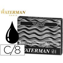 Tinta Estilografica Waterman Negra Caja De 8 Cartuchos Standard Largos