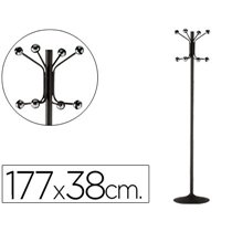 Perchero Metalico Pie 8 Colgadores Color Negro 177X38 Cm