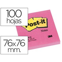 Bloc De Notas Adhesivas Quita Y Pon Post-It 76X76 Mm Fucsia Neon Con 100 Hojas