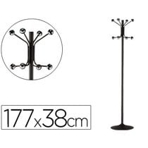Perchero Metalico Pie 8 Colgadores Color Negro 177X38 Cm