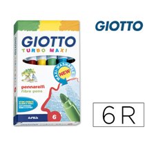 Rotulador Giotto Turbo Maxi Caja De 6 Colores Lavables Con Punta Bloqueada