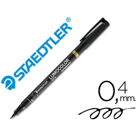 Rotulador Staedtler Lumocolor Retroproyeccion Punta De Fibra Permanente 313-9 Negro Punta Super Fina Redonda 0.4 Mm