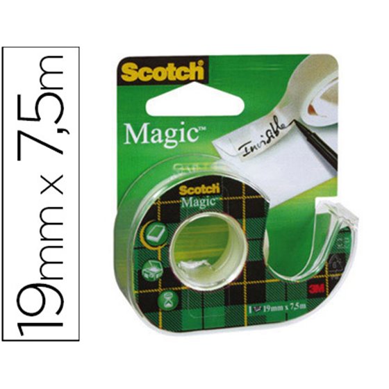 Cinta Adhesiva Scotch Magic Invisible 7,5 Mt X 19 Mm En Portarrollo