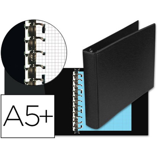 Carpeta Multifin Alfa 3002-M 11 Anillas 25 Mm Plastico Cuarto Negro