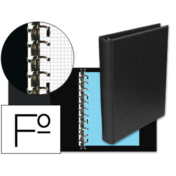 Carpeta Multifin Alfa 3005-M 16 Anillas 25 Mm Plastico Folio Negro