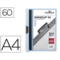 Carpeta Duraclip Dossier Pinza Lateral Azul Capacidad 60 Hojas