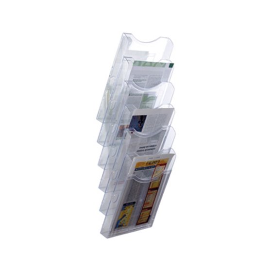 Expositor Mural Archivo 2000 De Pared 6 Bandejas Din A4 Transparente 155X239X665 Mm Separadores Moviles Ajustables