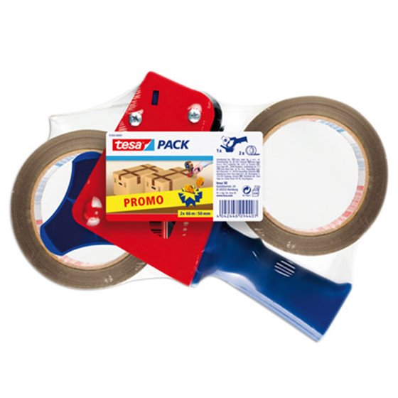 Portarrollo Tesa Para Embalaje Para Rollos De 66Mt X 50Mm 2 Rollos Cinta Marron