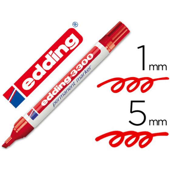 Rotulador Edding Marcador 3300 N.2 Rojo Punta Biselada Recargable