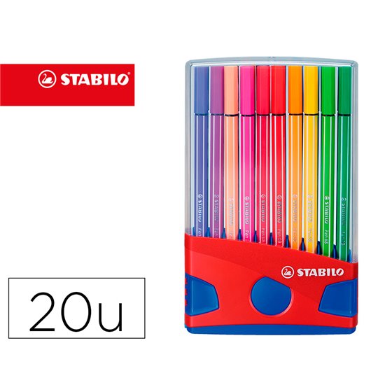 Rotulador Stabilo Punta De Fibra Pen 68 Color Parade Estuche De 20 Unidades Colores Surtidos