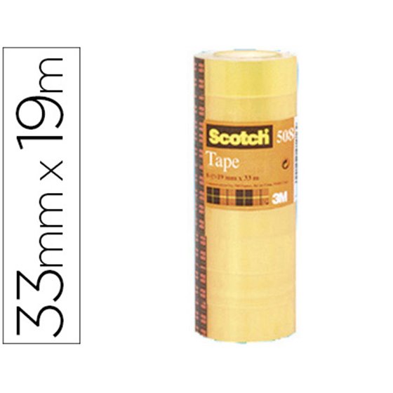 Cinta Adhesiva Scotch Acordeon 33 Mt X 19 Mm Pack De 8 Unidades