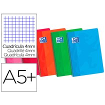 Bloc Espiral Oxford Cartoncillo Cuarto 80 Hojas Cuadros 4 Mm