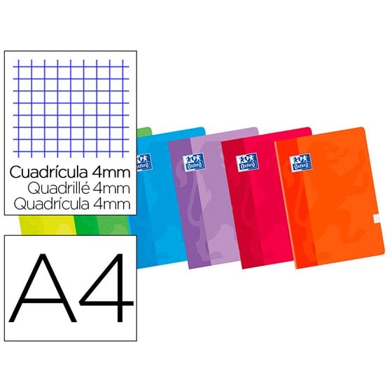 Libreta Escolar Oxford 48 H Din A4 Cuadro 4 Mm