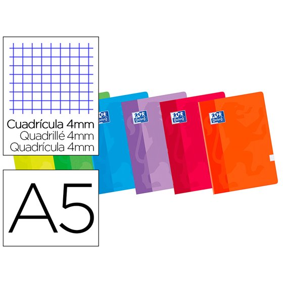 Libreta Escolar Oxford 48 H Din A5 Cuadro 4 Mm