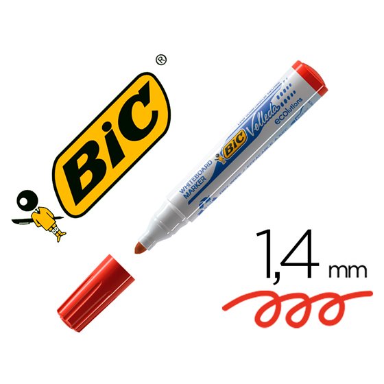 Rotulador Bic Velleda Para Pizarra Rojo Punta Redonda 1,3 Mm