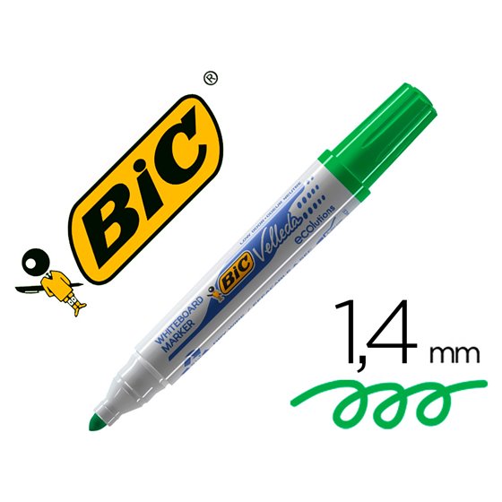 Rotulador Bic Velleda Para Pizarra Verde Punta Redonda 1,3 Mm