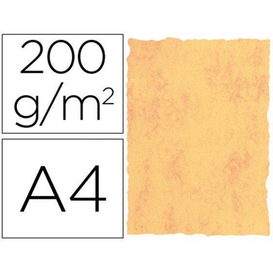 Papel Pergamino Din A4 200 Gr Color Marmol Amarillo Paquete De 25 Hojas