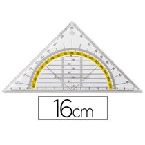 Escuadra Liderpapel Geometria 16 Cm Plastico Cristal Con Pestaña De Sujeccion