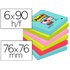 Bloc De Notas Adhesivas Quita Y Pon Post-It Super Sticky 76X76 Mm Con 90 Hojas Pack De 6 Unidades Colores Miami